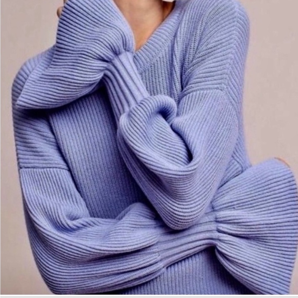 Anthropologie MOTH Lilac Bell Sleeve Sweater
